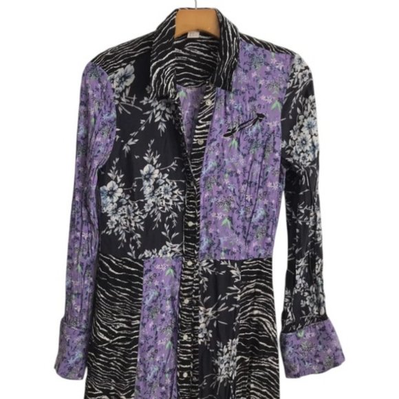 H&M purple and black button down size M - Picture 4 of 12